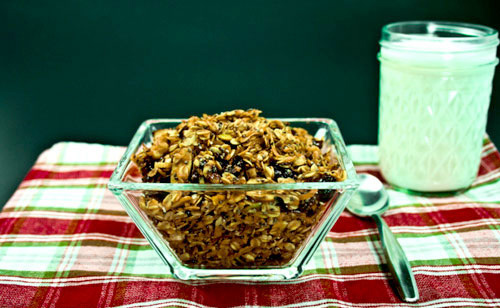 Homemade Fruit and Nut Granola with Chia Seeds and Coconut
