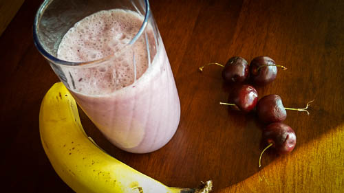 Banana Cherry Smoothie with Coconut