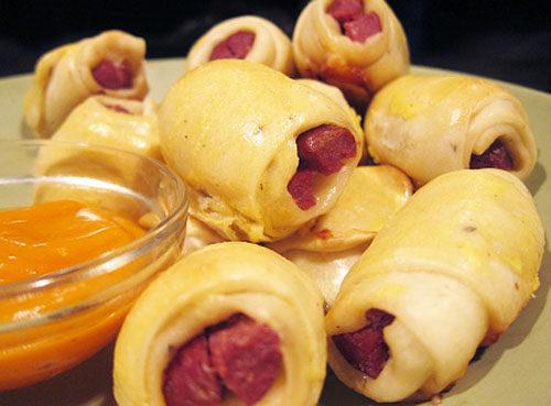 Hotdog Roll-Ups with Coconut-Chili Dip