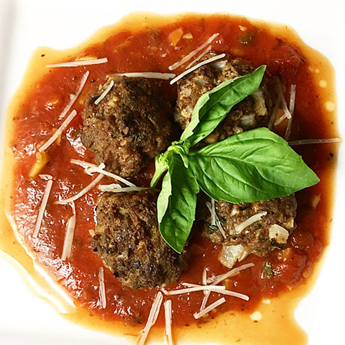Basil Mushroom Grass-Fed Ground Beef Meatballs